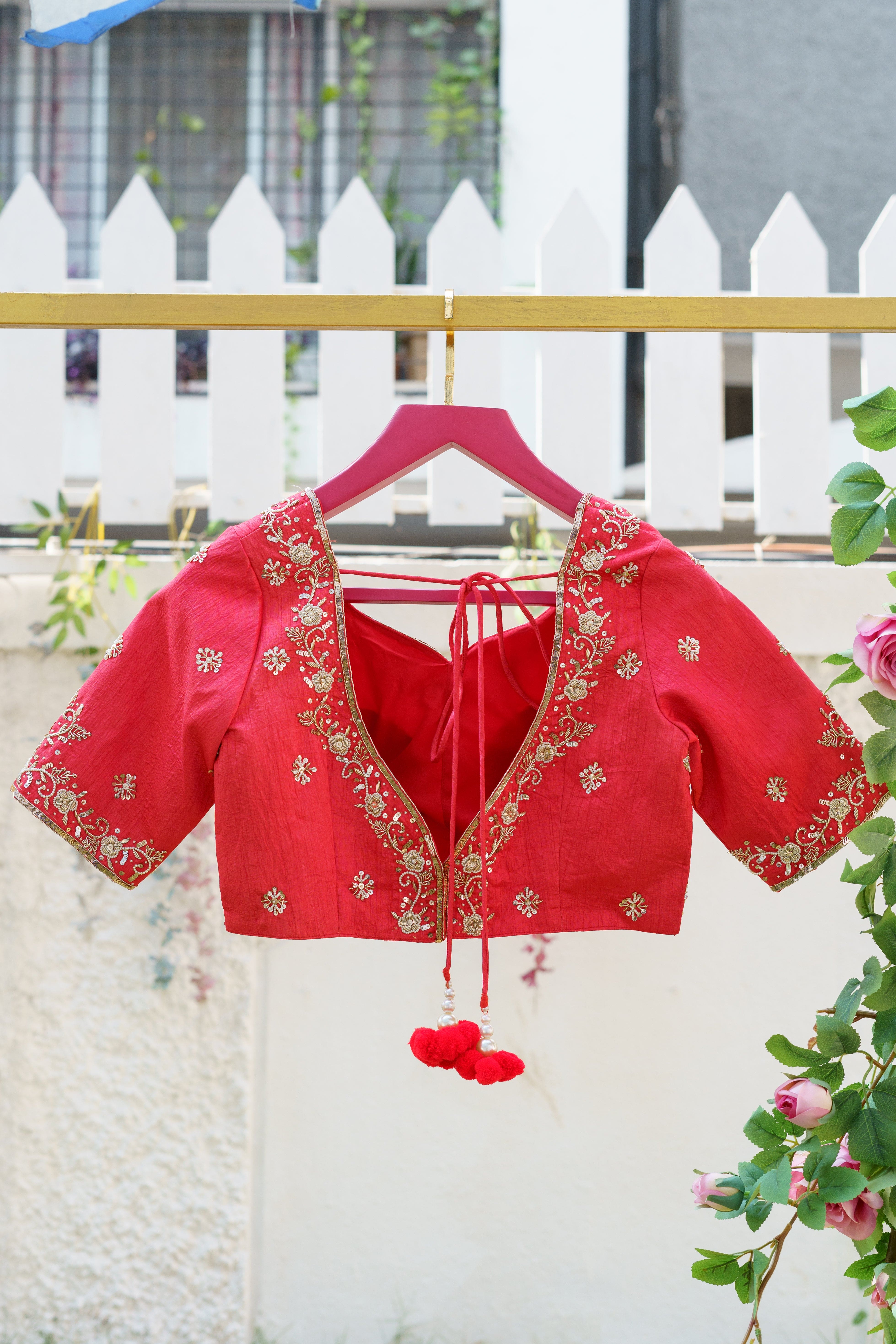 Scarlet Elegance Traditional Blouse